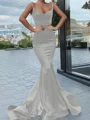 Trumpet/Mermaid Sweetheart Sweep Train Silk Like Satin Prom Dresses