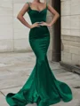 Trumpet/Mermaid Sweetheart Sweep Train Silk Like Satin Prom Dresses