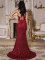 Sheath Halter Sequin Sweep Train Sequins Prom Dress