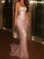 Sheath Square Rhinestone Sweep Train Corset Prom Dress
