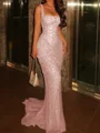 Sheath Square Rhinestone Sweep Train Corset Prom Dress