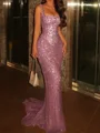 Sheath Square Rhinestone Sweep Train Corset Prom Dress