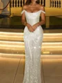Sheath Off-the-Shoulder Pleated Floor-Length Corset Prom Dress