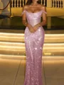 Sheath Off-the-Shoulder Pleated Floor-Length Corset Prom Dress