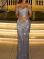 Sheath Off-the-Shoulder Pleated Floor-Length Corset Prom Dress