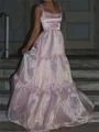 A-line Straps Ruffles Floor-Length Prom Dress