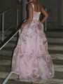 A-line Straps Ruffles Floor-Length Prom Dress
