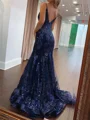 Mermaid Spaghetti Straps Sweep Train Tulle Corset Prom Dress