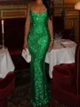Sheath Square Sequin Floor-Length Prom Dress