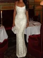 Sheath Square Sequin Floor-Length Prom Dress