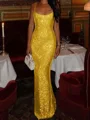 Sheath Square Sequin Floor-Length Prom Dress