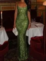 Sheath Square Sequin Floor-Length Prom Dress