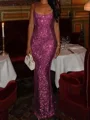 Sheath Square Sequin Floor-Length Prom Dress