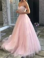 A-line Sweetheart Ruffles Floor-Length Tulle Corset Prom Dress