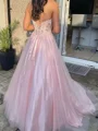 A-line Sweetheart Ruffles Floor-Length Tulle Corset Prom Dress
