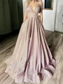 A-line Spaghetti Straps Ruffles Floor-Length Prom Dress