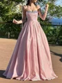 A-line Sweetheart Ruffles Floor-Length Corset Prom Dress