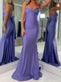 Sheath Sweetheart Pleated Sweep Train Jersey Prom Dress