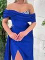 Sheath Off-the-Shoulder Sash/Ribbon/Belt Floor-Length Silk Like Satin Corset Prom Dress