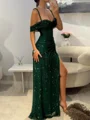 Sheath Cold Shoulder Sequin Floor-Length Other Prom Dress