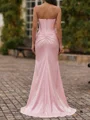 Sheath Straight Pleated Floor-Length Silk Like Satin Corset Prom Dress