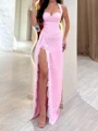 Sheath Sweetheart Pleated Floor-Length Lace Corset Prom Dress