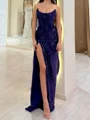 Sheath Straight Sequin Sweep Train Sequins Prom Dress