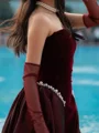 A-line Straight Ruffles Floor-Length Velvet Prom Dress