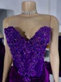 Mermaid Sweetheart Beading Chapel Train Velvet Corset Prom Dress