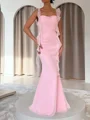 Sheath Square Ruffles Floor-Length 30D Chiffon Corset Prom Dress