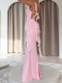 Sheath Square Ruffles Floor-Length 30D Chiffon Corset Prom Dress