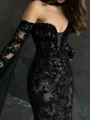 Mermaid Off-the-Shoulder Long Sleeves Sequin Sweep Train Chiffon Prom Dress