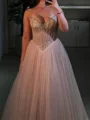 A-line Sweetheart Beading Floor-Length Tulle Corset Prom Dress
