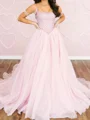 A-line Spaghetti Straps Rhinestone Court Train Chiffon Corset Prom Dress