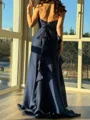A-line Sweetheart Pleated Sweep Train Corset Prom Dress