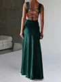 Sheath Straps Floor-Length Silk Like Satin Prom Dress