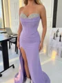 Sheath Sweetheart Beading Court Train Stretch Crepe Corset Prom Dress