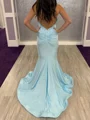 Mermaid Halter Ruffles Sweep Train Jersey Prom Dress