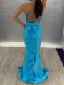 Mermaid Halter Bow Court Train Jersey Prom Dress
