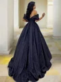 Ball Gown Off-the-Shoulder Sweep Train Prom Dresses With Ruffles