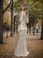 Sheath V-neck Long Sleeves Sequin Floor-Length Sequins Dress