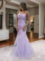 Sheath Spaghetti Straps Appliques Lace Sweep Train Tulle Dress