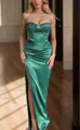Sheath Sweetheart Pleated Floor-Length Silk Like Satin Dress