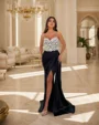 Sheath Spaghetti Straps Appliques Lace Sweep Train Satin Dress
