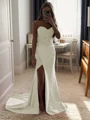 Sheath/Column Silk Like Satin Sequin Sweetheart Sleeveless Court Train Dresses
