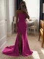 Sheath/Column Silk Like Satin Sequin Sweetheart Sleeveless Court Train Dresses