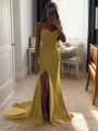 Sheath/Column Silk Like Satin Sequin Sweetheart Sleeveless Court Train Dresses