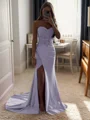 Sheath/Column Silk Like Satin Sequin Sweetheart Sleeveless Court Train Dresses