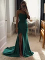 Sheath/Column Silk Like Satin Sequin Sweetheart Sleeveless Court Train Dresses