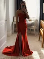 Sheath/Column Silk Like Satin Sequin Sweetheart Sleeveless Court Train Dresses